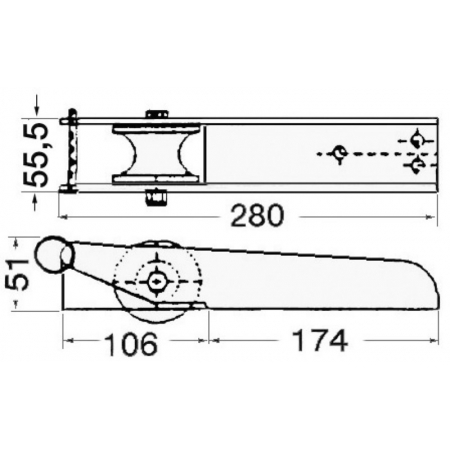 Prowadnica Liny Kotwicznej 280 x 55 mm Stal Nierdzewna Osculati #01.118.83